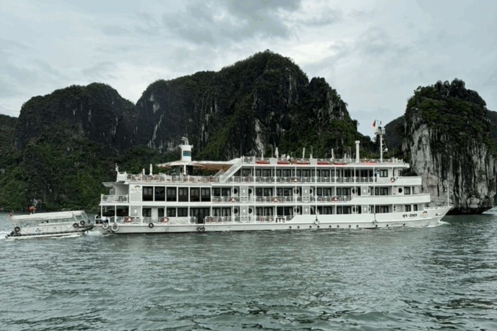 Barca in navigazione nella baia di Ha Long