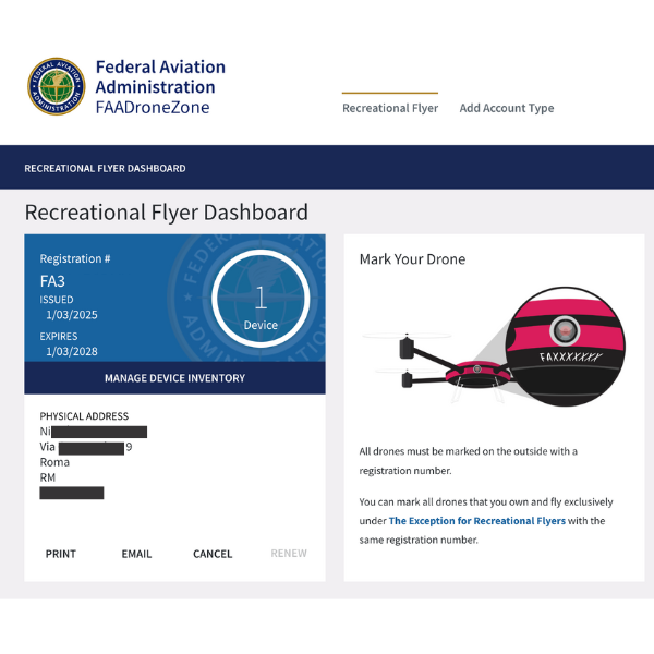 Dashboard per Droni sul sito FAA